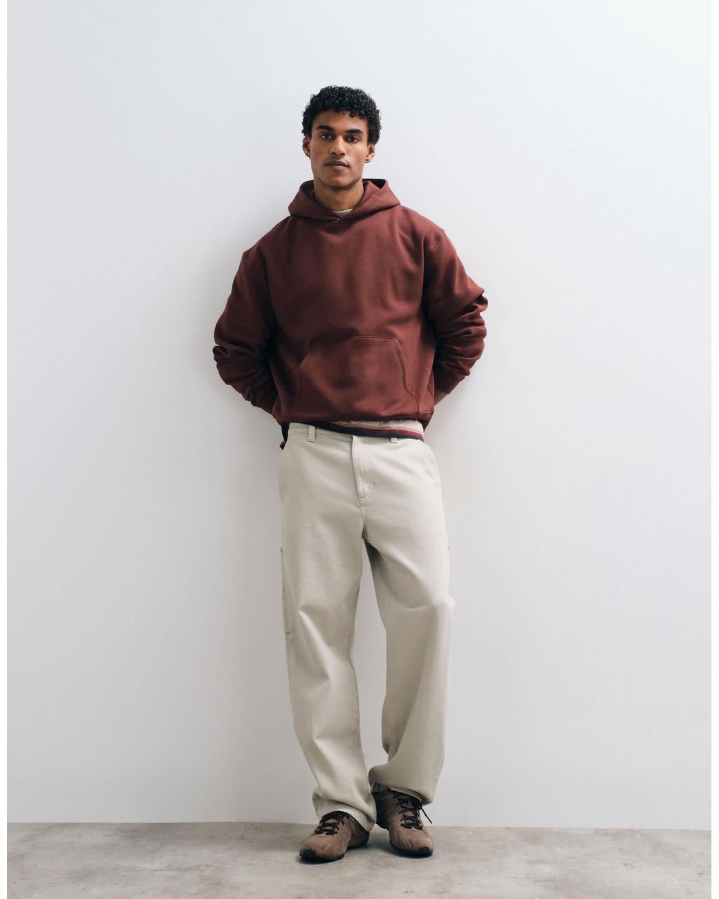 ASOS – essentials – kastiger kapuzenpullover in Red für Herren