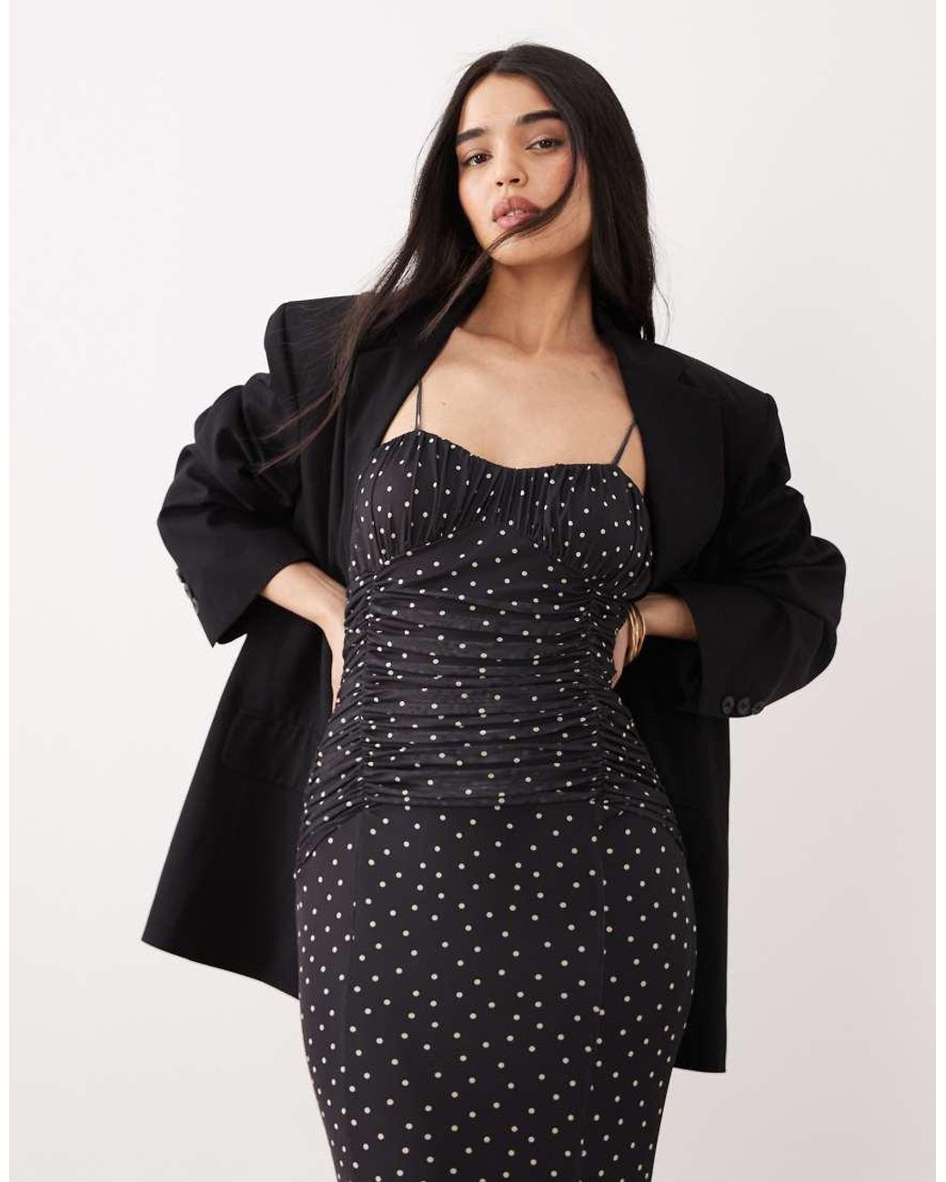 ASOS Black Mesh Fishtail Dress With Contrast Bust Insert