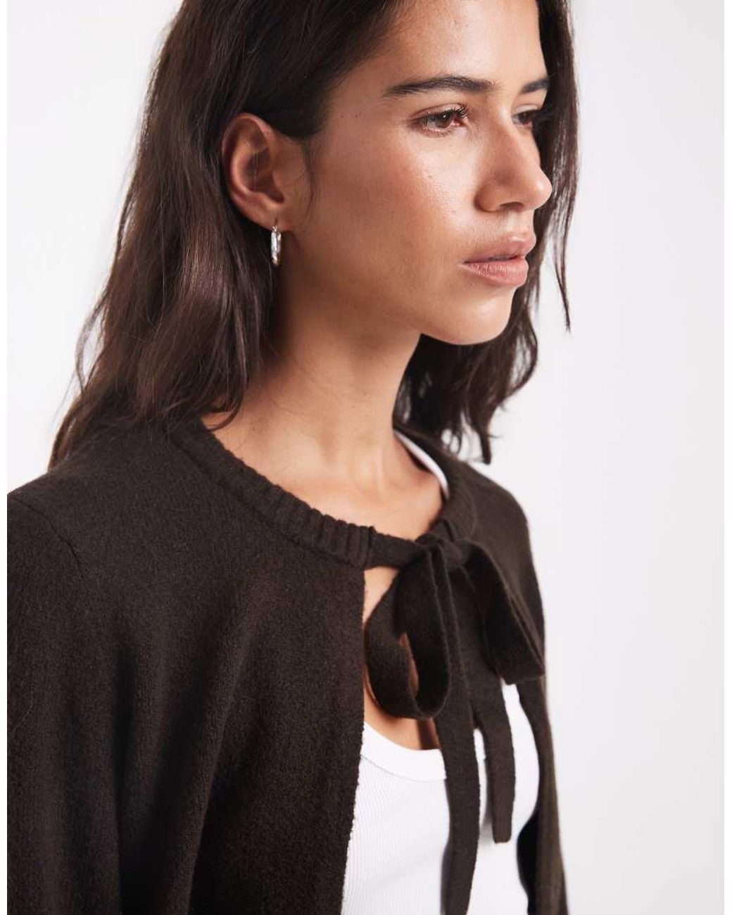 ONLY Gray Tie Front Knitted Cardigan
