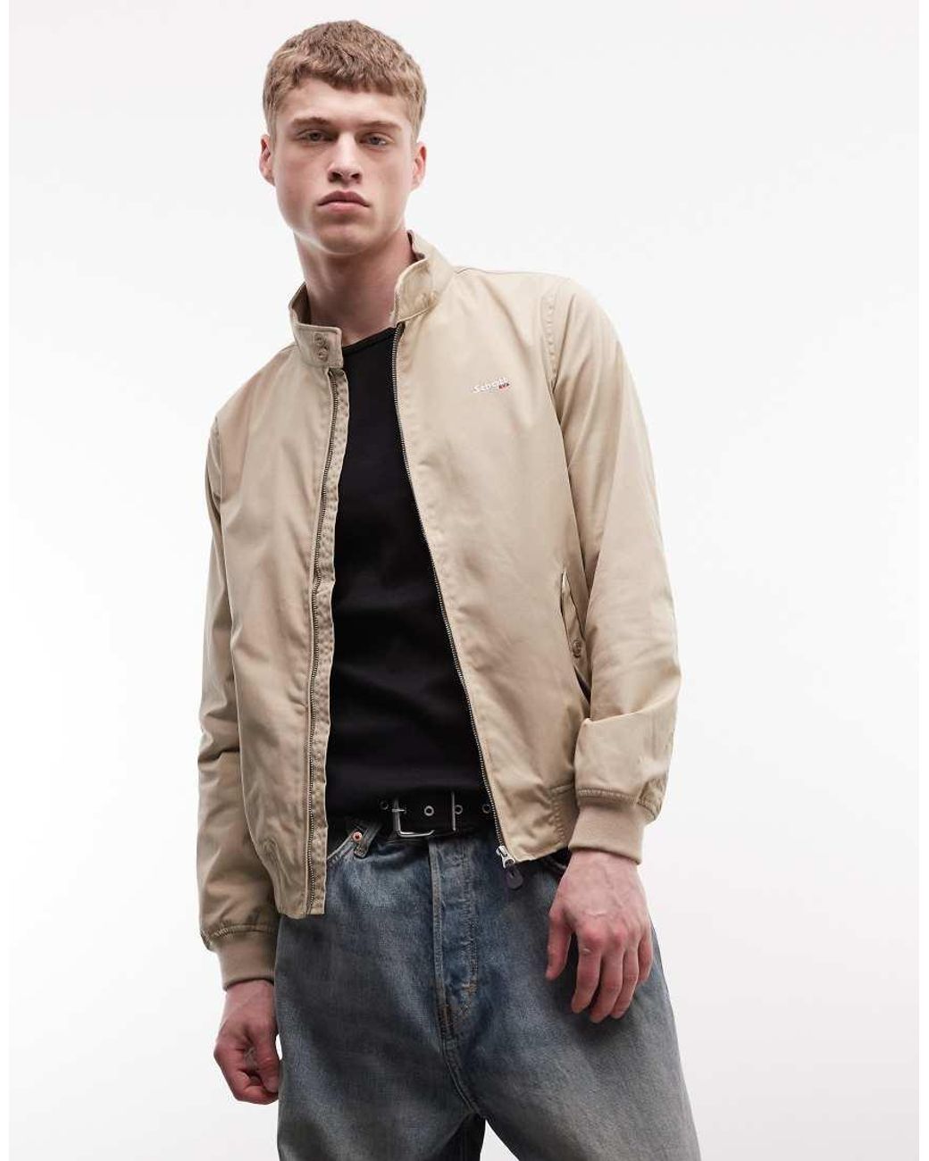 Schott Nyc Blue Logo Patch Harrington Jacket for men