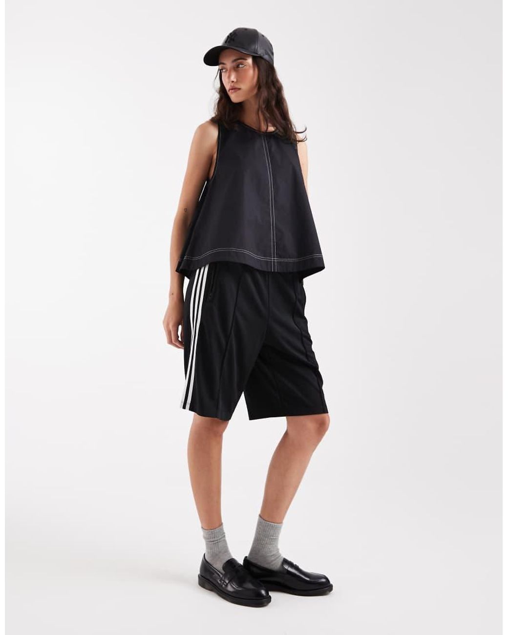 ASOS Black Contrast Stitch Sleeveless Volume Top