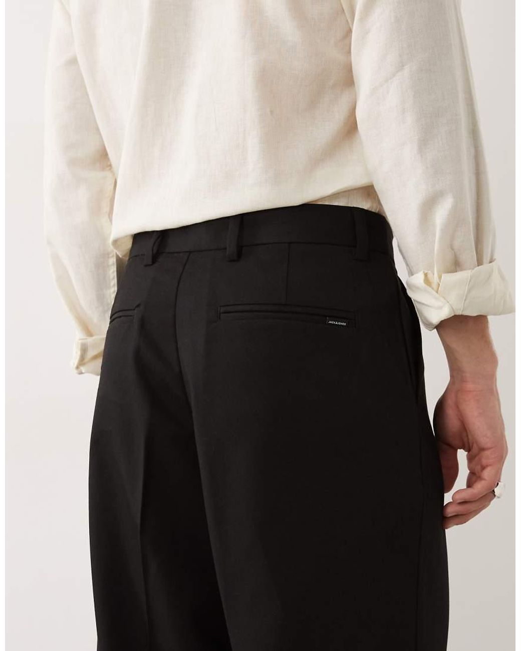 Jack & Jones White Toby Wide Leg Tailored Trouser for men