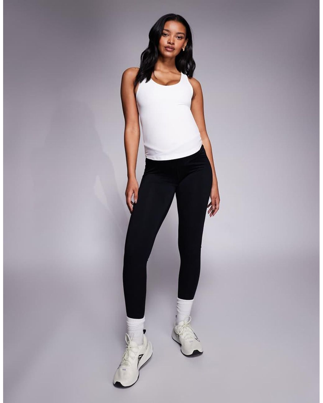 4505 White Maternity Soft Touch Rib Vest With Inner Bra