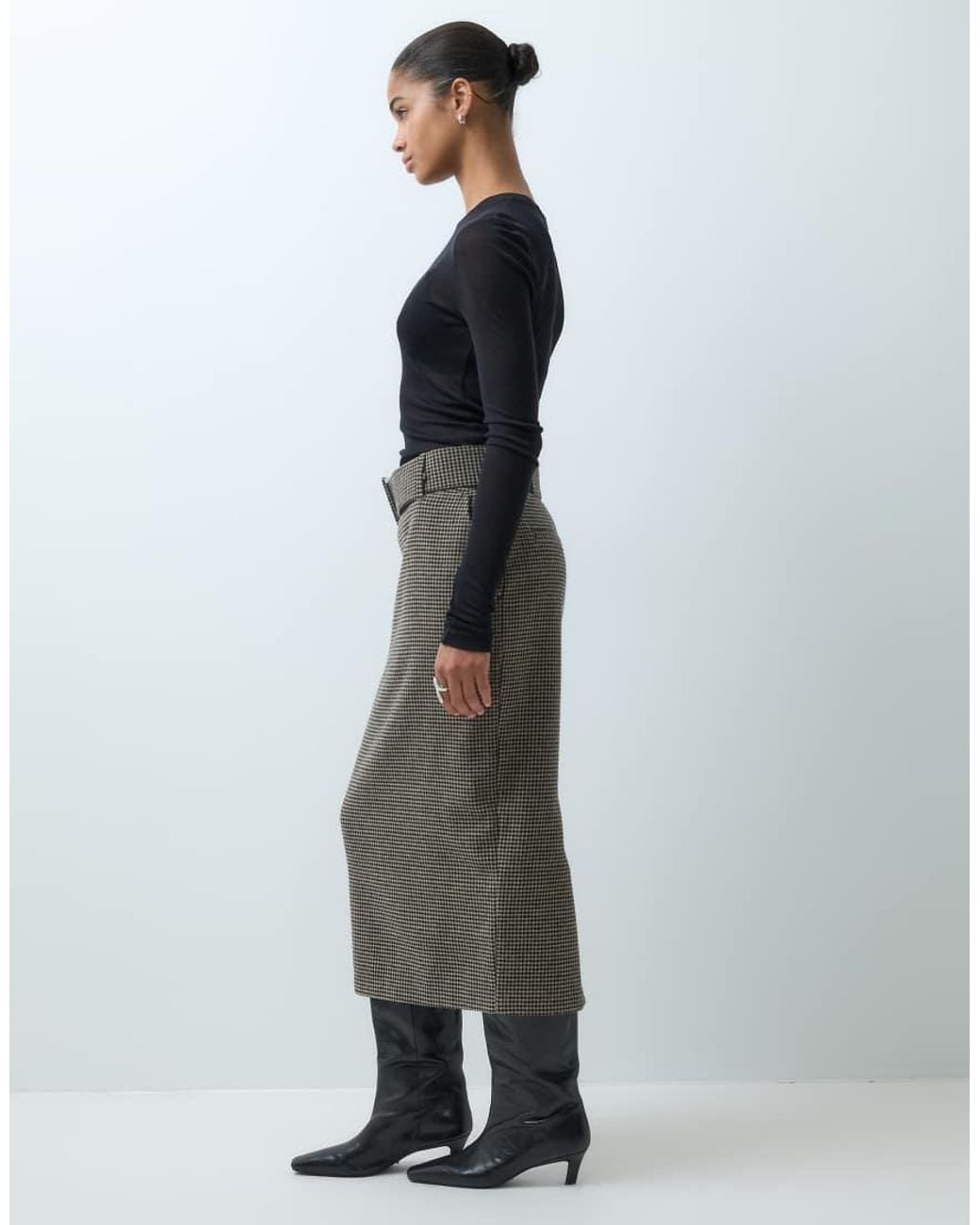 ASOS Blue Tailored Belted Pencil Midi Skirt