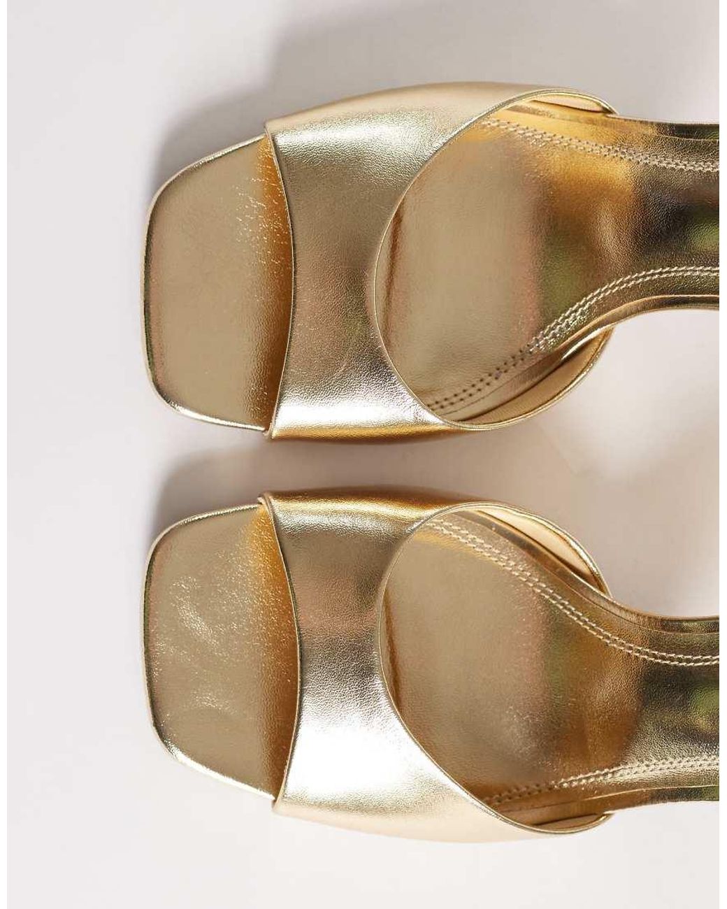 ASOS Metallic Wide Fit Honour Barely There Block Mid Heel Sandals