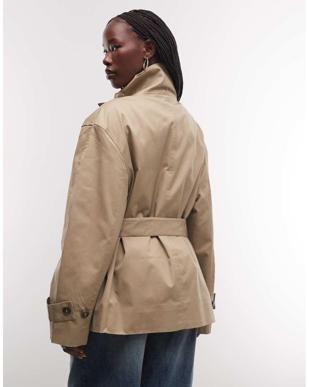 Weekday Natural Short Trench With Funnel Neck Coat