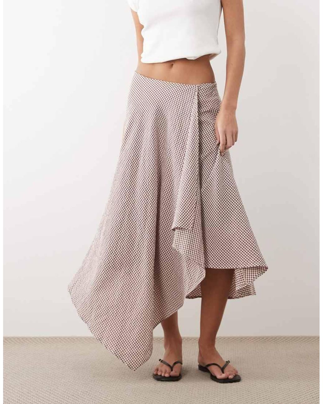 ASOS Natural Hanky Hem Maxi Skirt