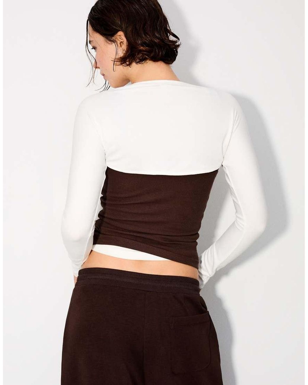 Bershka White Long-Sleeved Bolero Jumper Jacket