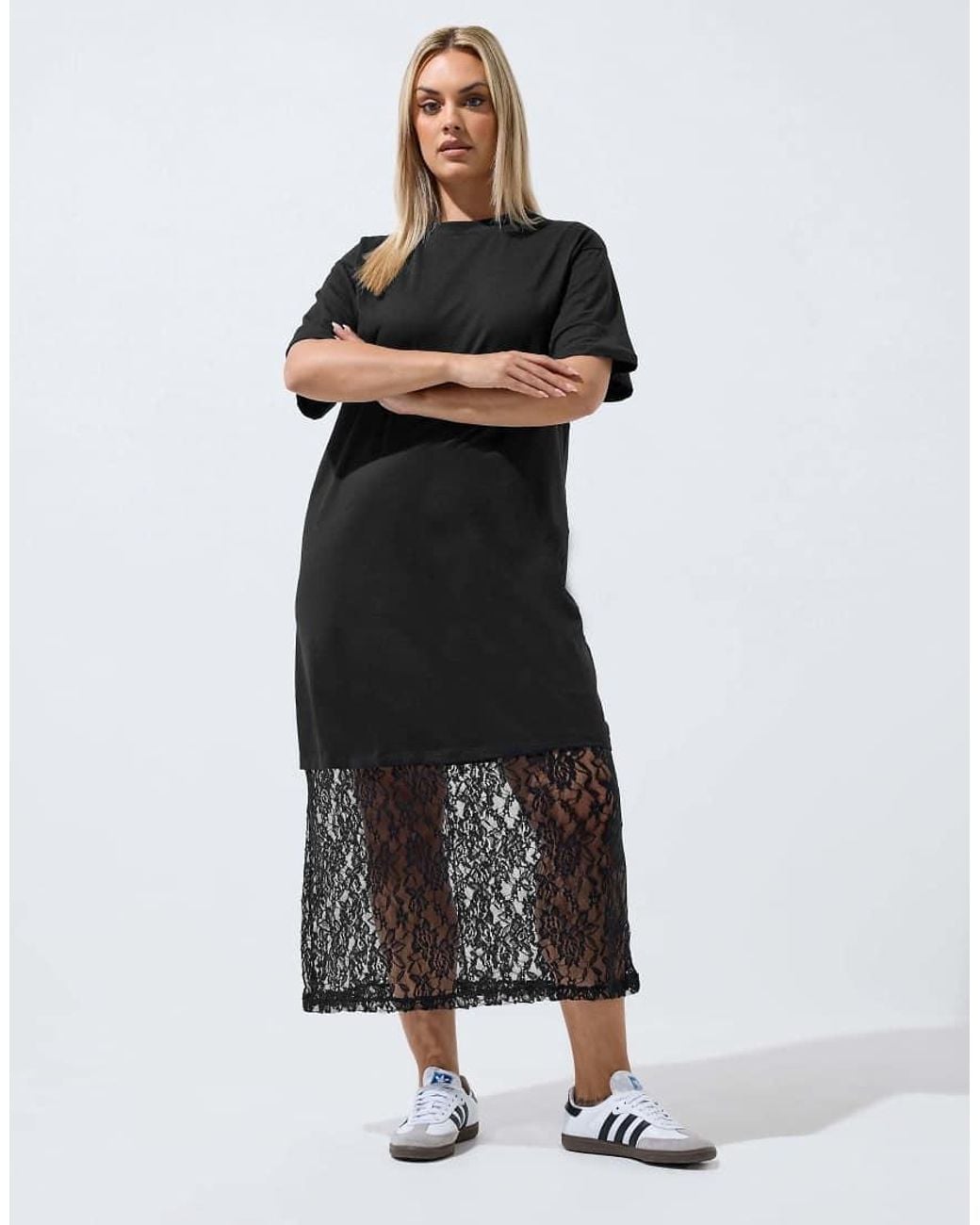 Yours Clothing Black Lace Trim Maxi Dress