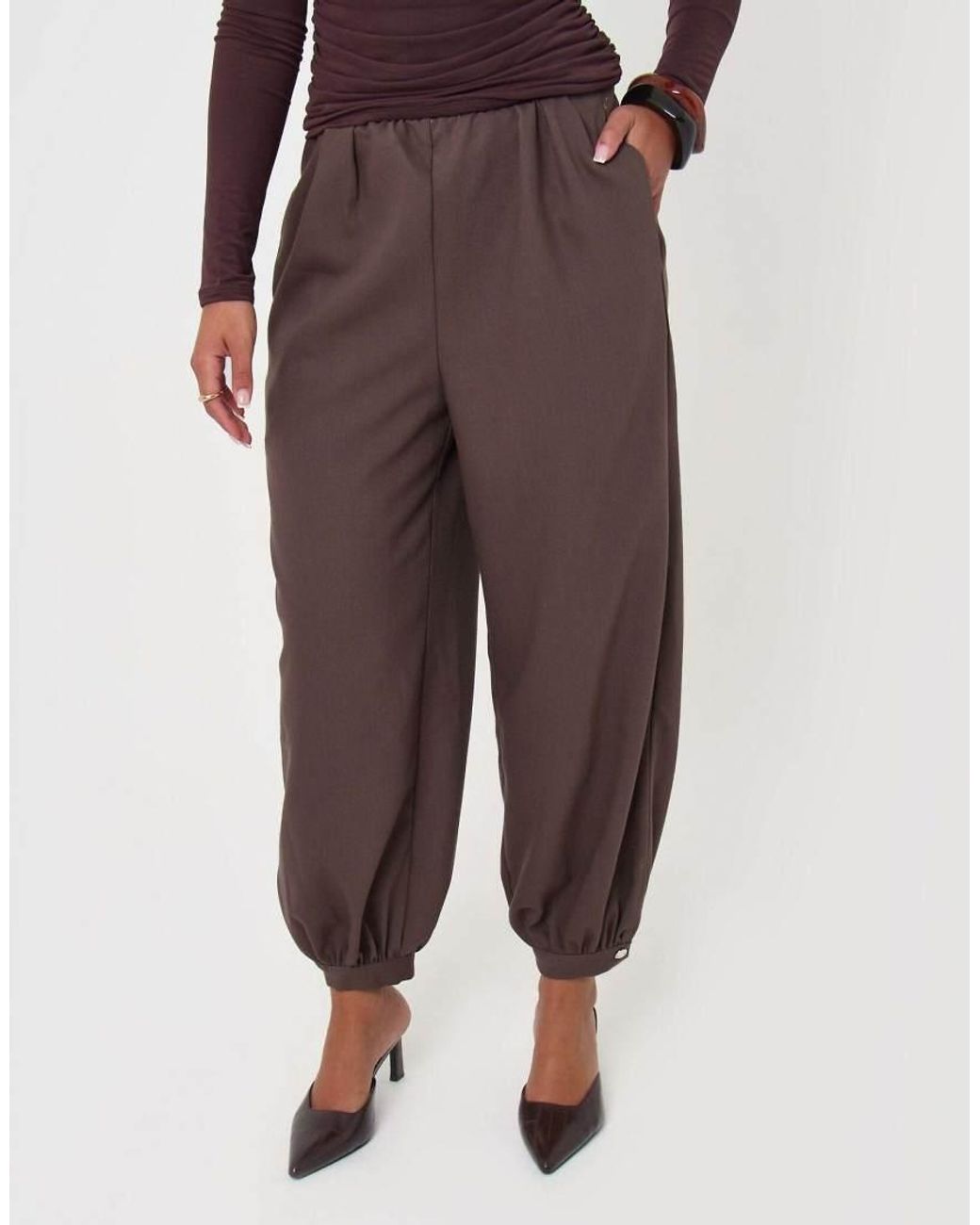 Threadbare Brown Balloon Trousers With Button Cuffs