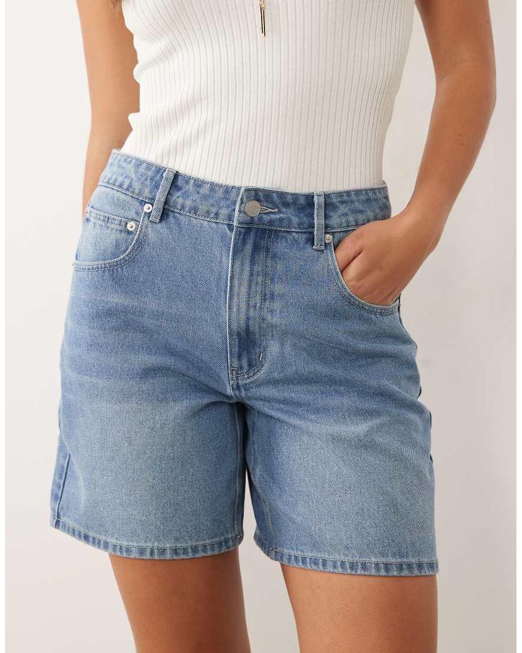 Missy Empire Blue Denim Longline Shorts