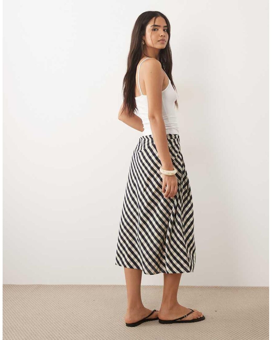 Mango Natural Ruched Side Midi Skirt