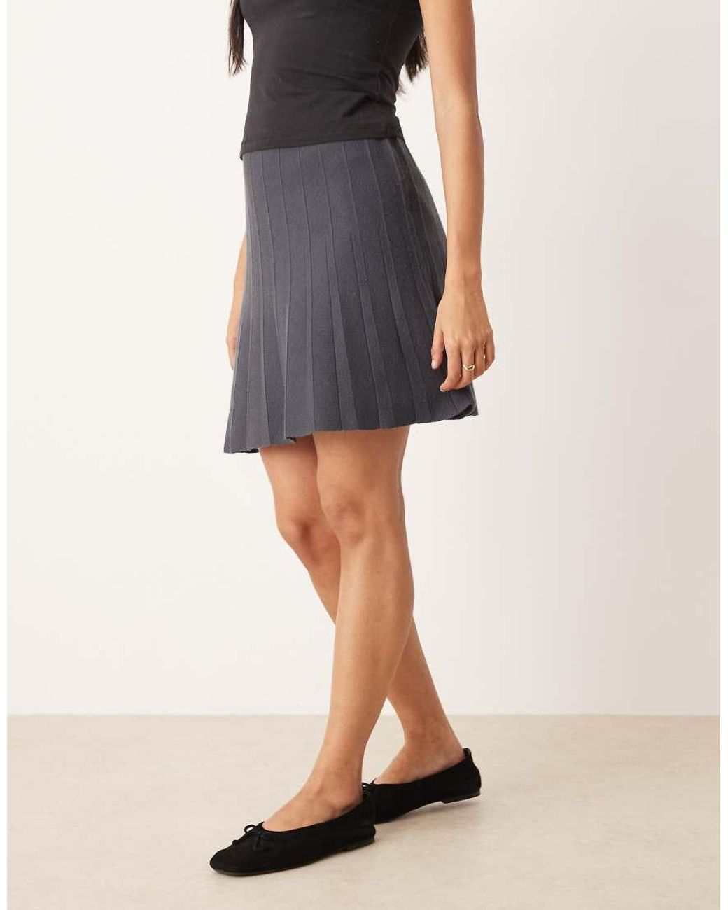 Jdy Gray Pleated Knitted Skirt