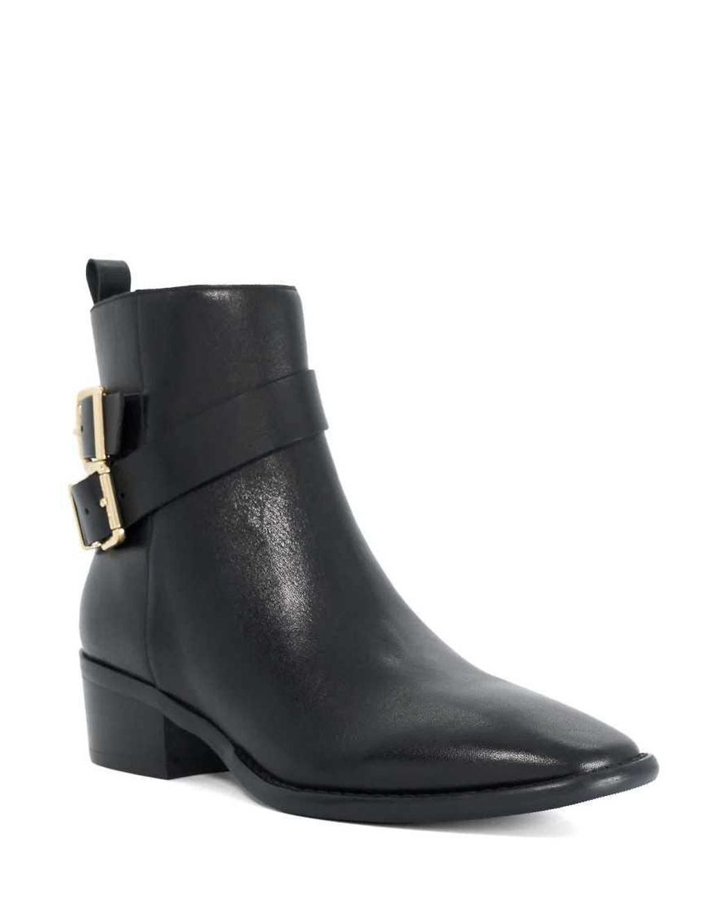 Dune Black Pattin Ankle Boots