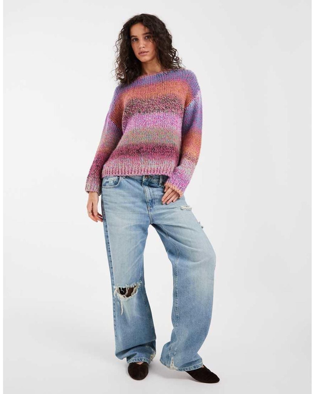 ASOS Purple Knitted Off Shoulder Slouchy Jumper