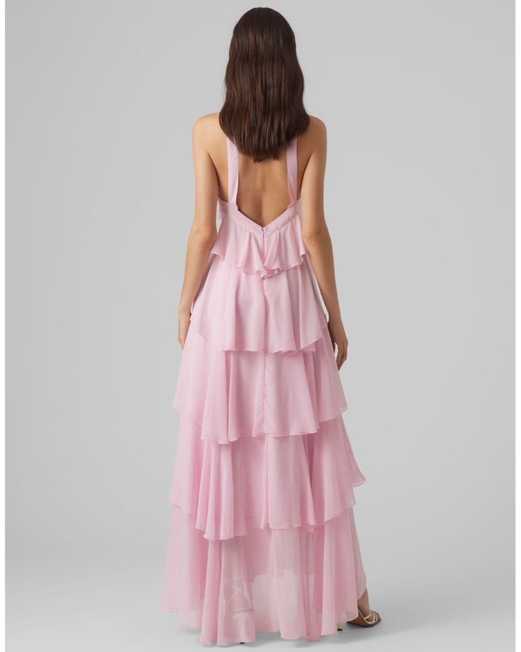 Vero Moda Pink Tiered Maxi Dress