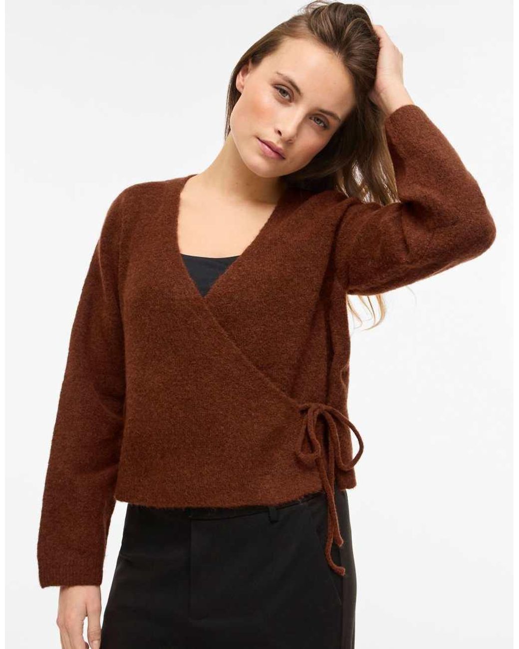 Vila Brown Wrap Top