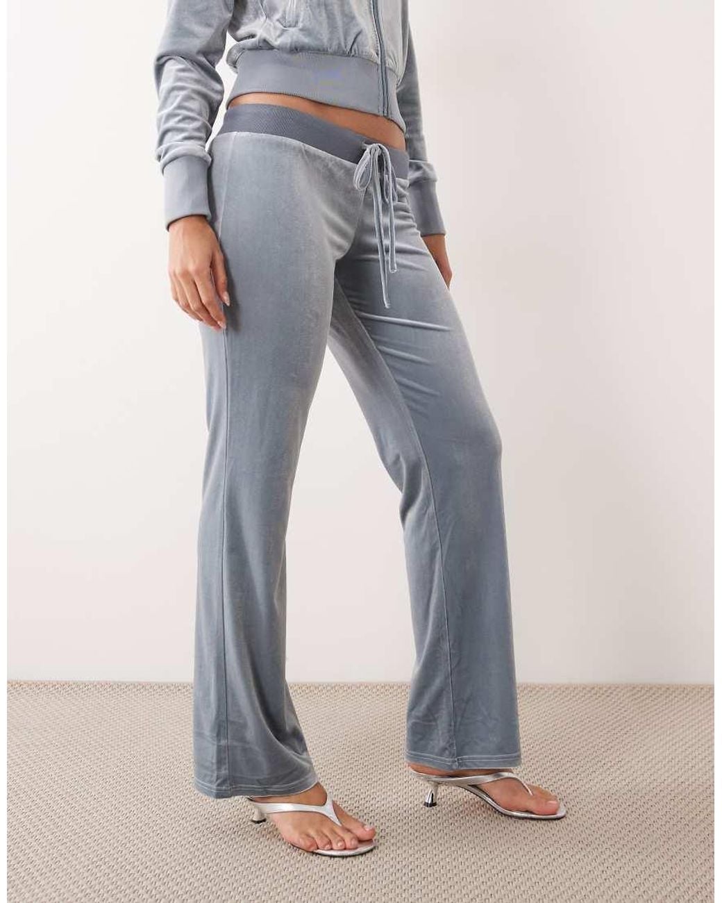 Lioness White Alba Velour Low Rise Flare Trackpant Co-Ord