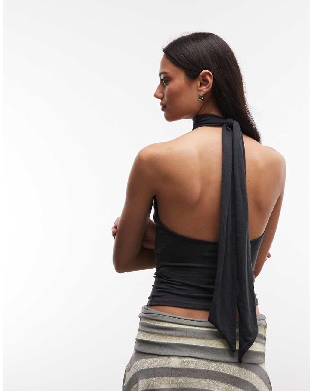 Weekday Black Halterneck Top With Open Back