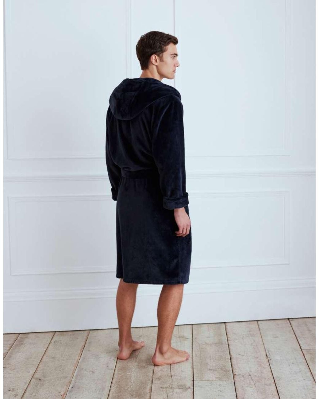 Chelsea Peers Blue Fleece Hooded Dressing Gown for men