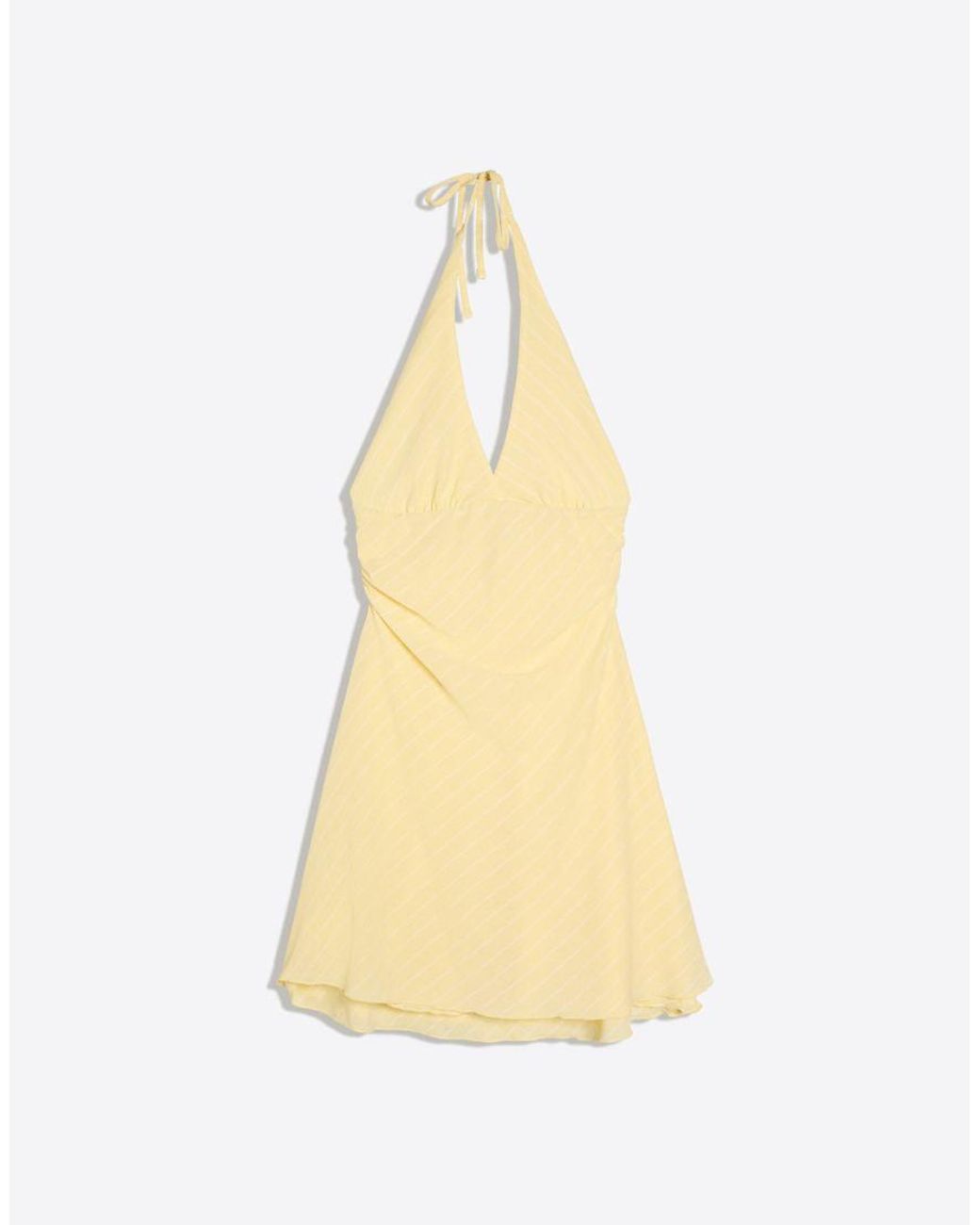 Bershka Natural Striped Mini Halter Dress