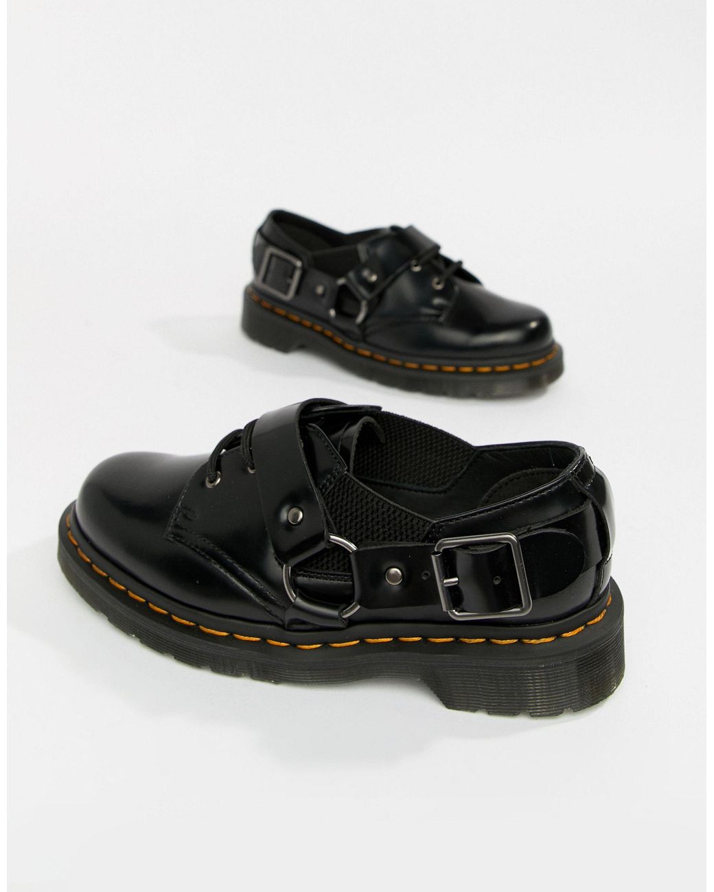 Dr. Martens Fulmar Leather Harness Flat Shoes in Black | Lyst