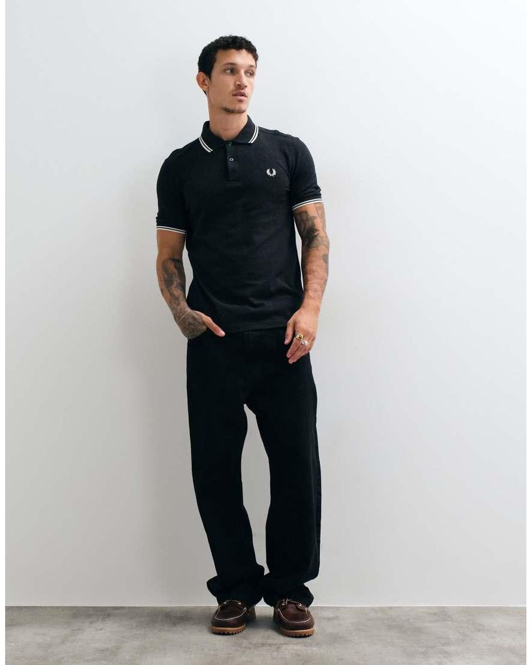 Fred Perry Black Twin Tipped Polo Shirt for men