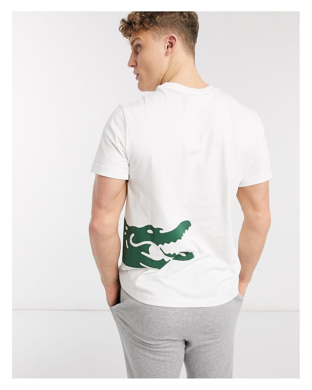 Lacoste Large Croc Logo Pima Cotton T-shirt in White for Men | Lyst