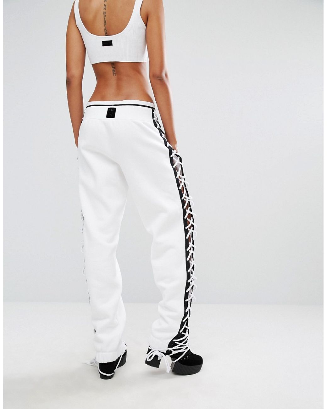 PUMA Fenty X By Rihanna Lace Up Sweatpants in White | Lyst