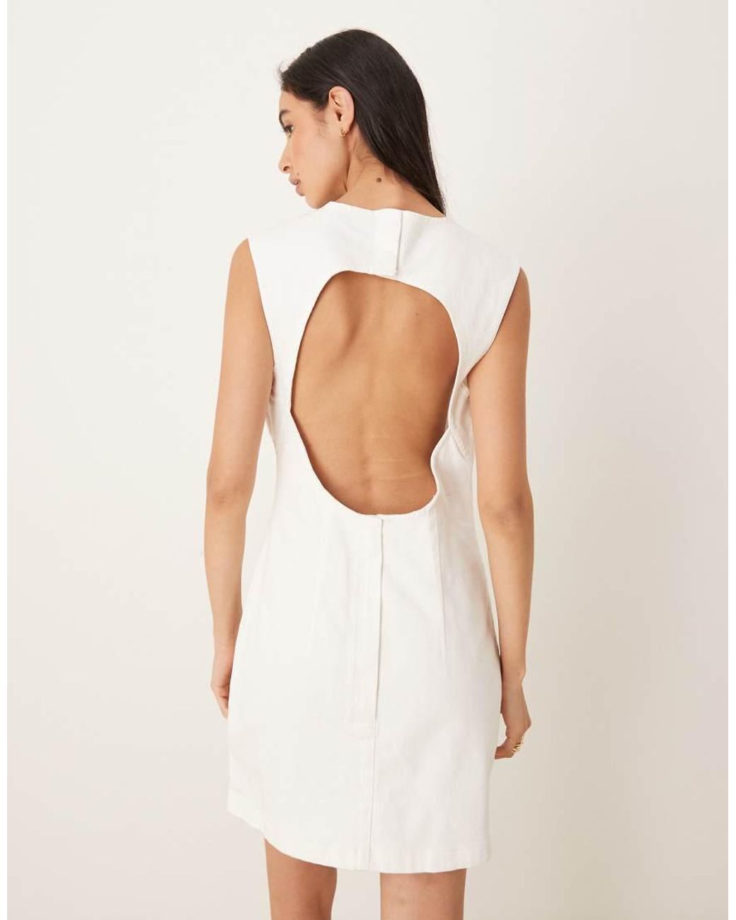 Calvin Klein Natural Cap Sleeve High Neck Mini Dress