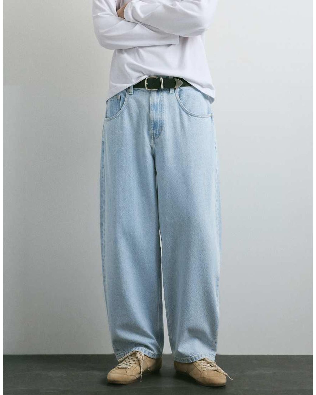 Pull&Bear Blue Barrel Jeans for men