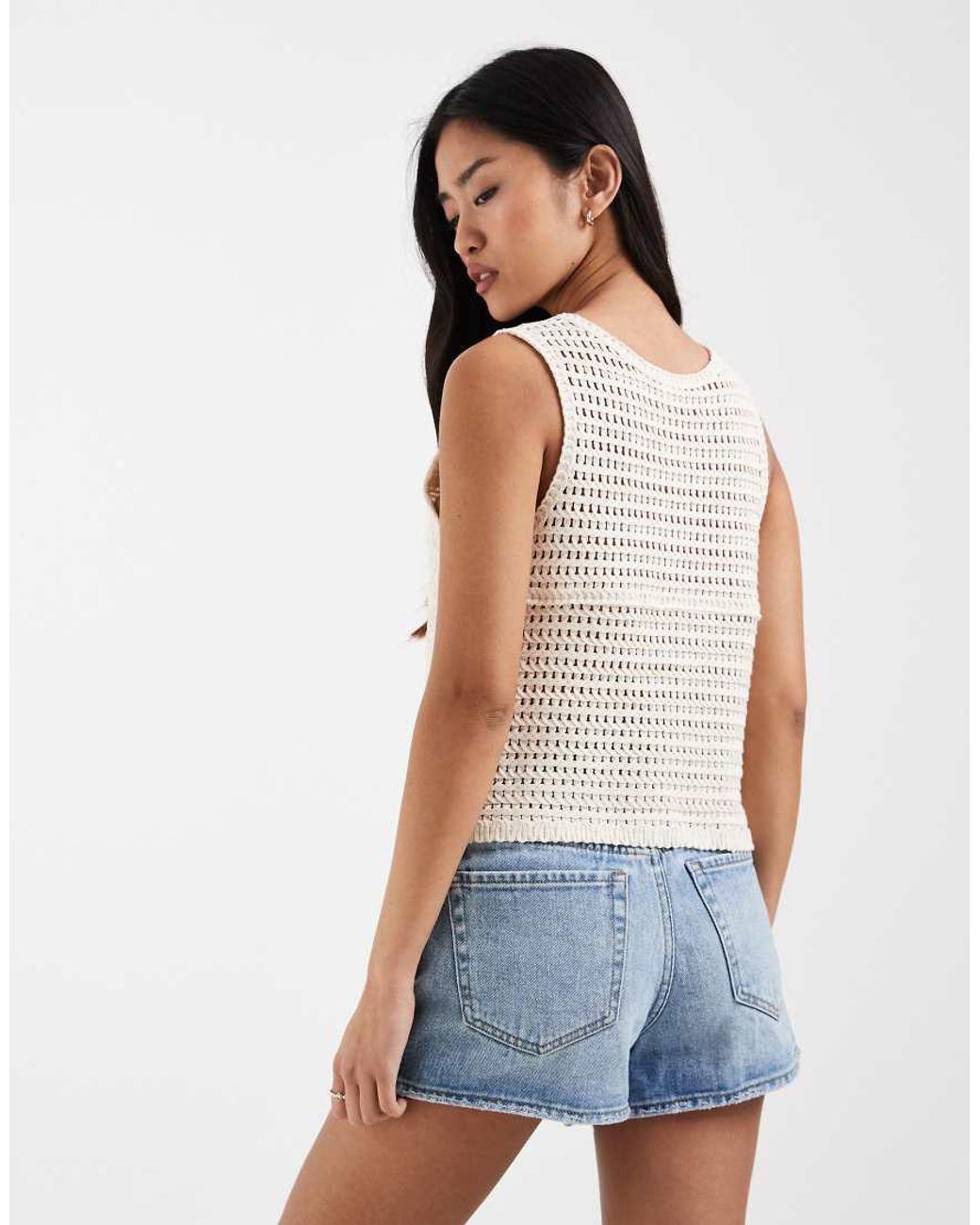 ONLY Blue Crochet Vest