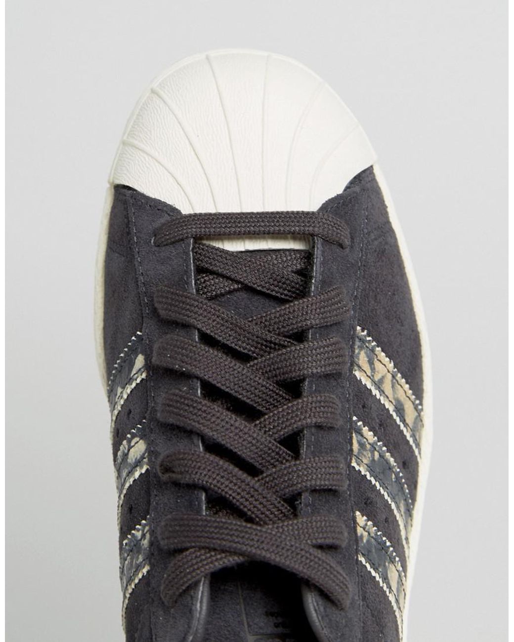 campo atraer contacto adidas Superstar Suede And Snakeskin Sneakers in Black | Lyst