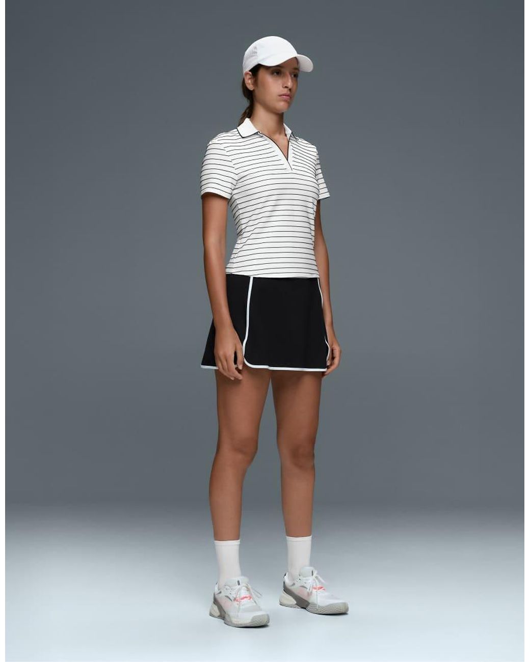 Oysho White Striped Comfortlux Short-Sleeved Polo Shirt