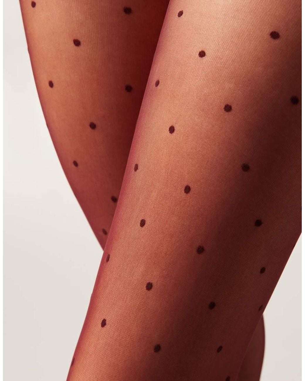 Calzedonia Red Sheer Polka Dot Tights