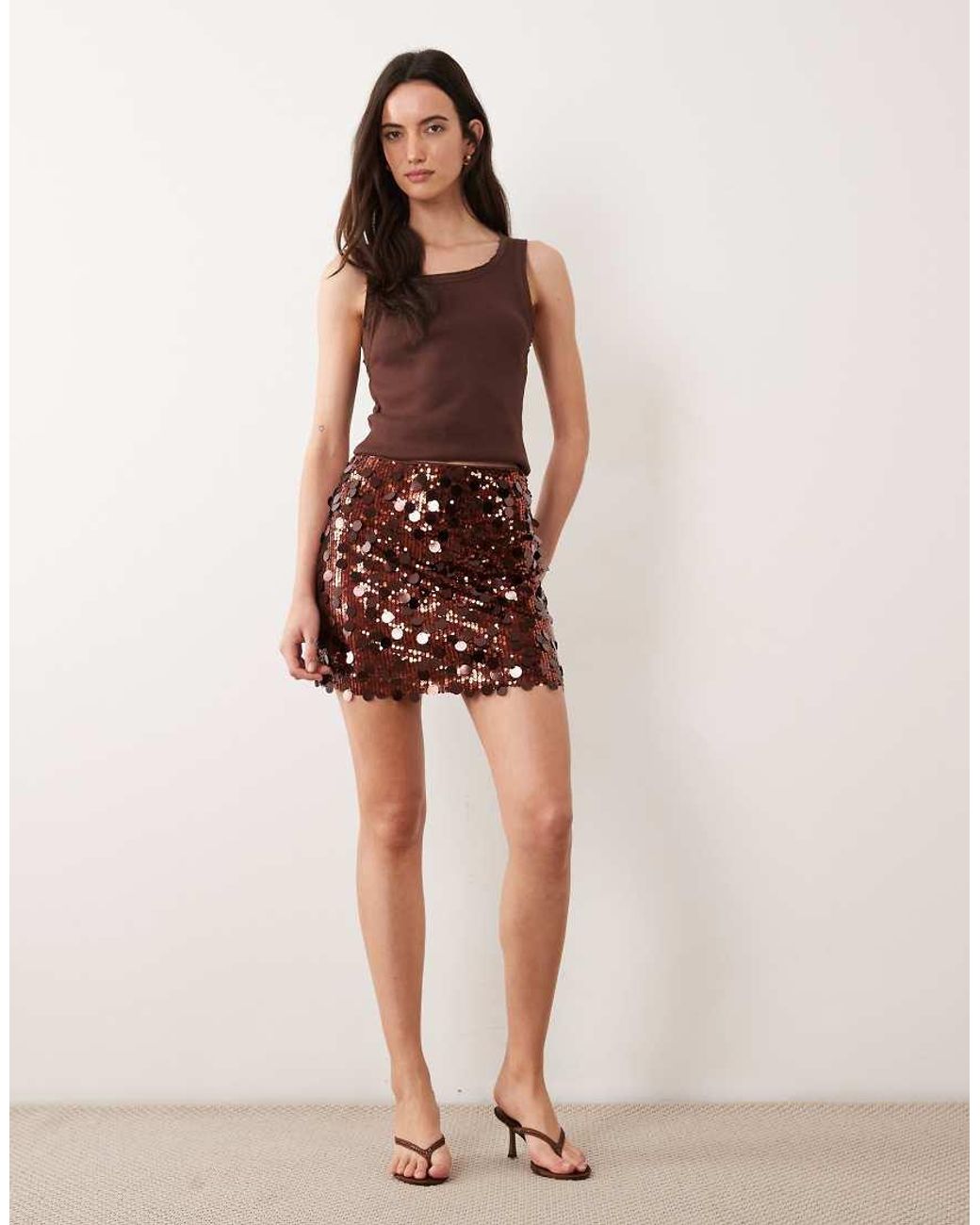 ASOS Brown Mixed Sequin Mini Skirt