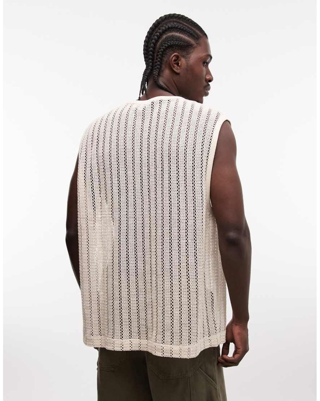 ASOS Natural Oversized Tank With Ribbed Texture for men