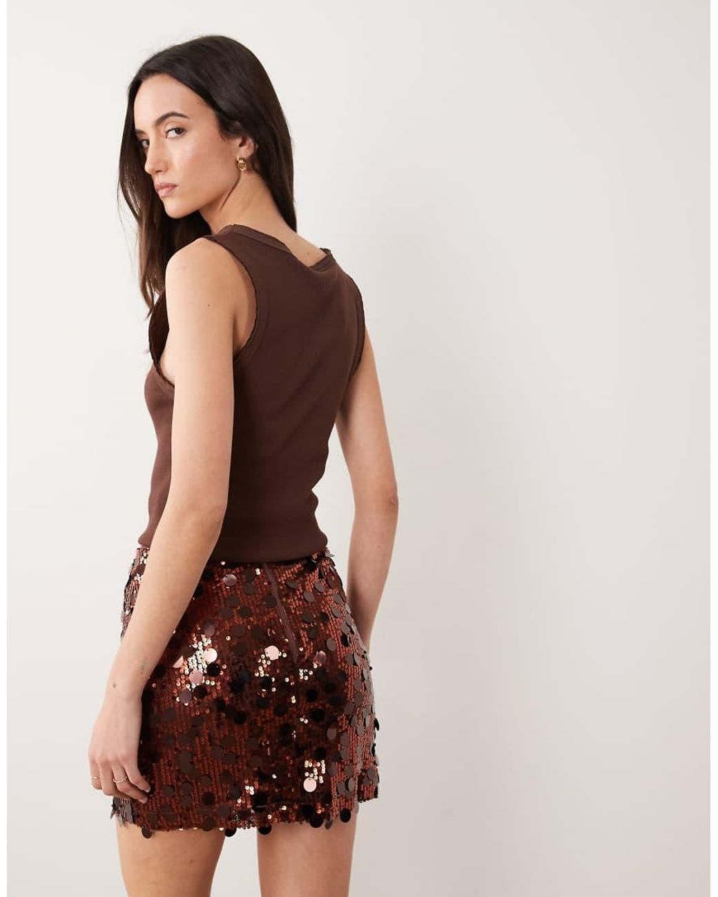 ASOS Brown Mixed Sequin Mini Skirt