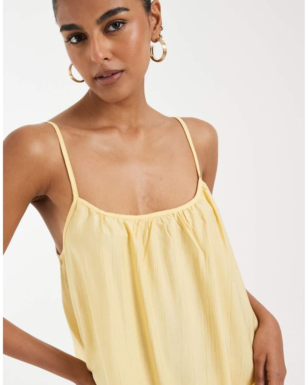Vero Moda Yellow Crinkle Textured Woven Full Cami Maxi Dress