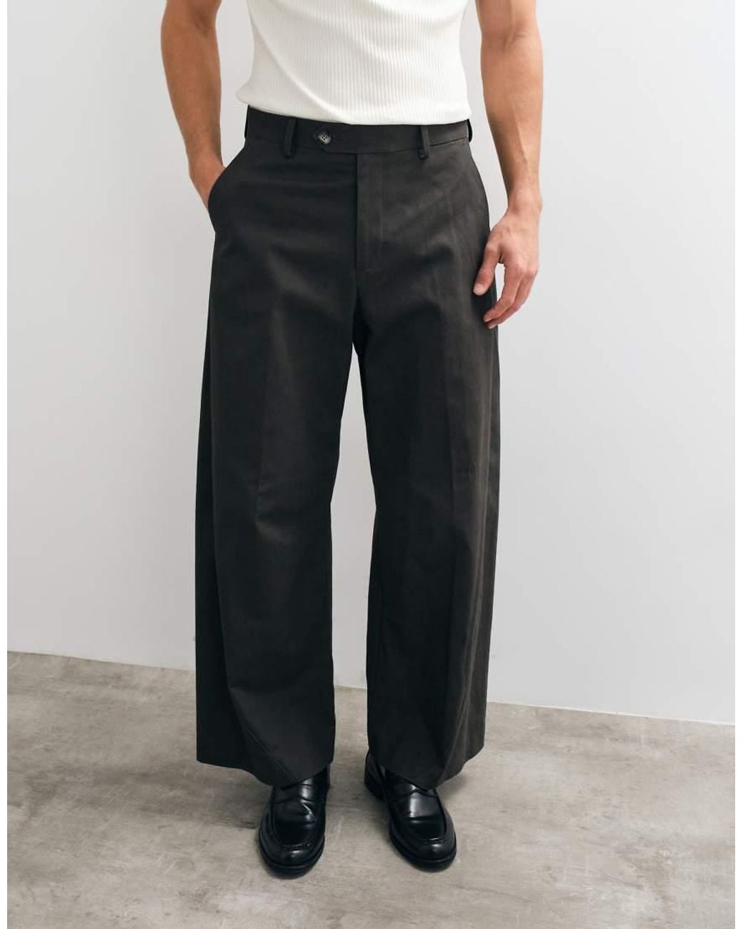 ASOS White Tailored 100% Cotton Barrel Leg Trousers for men