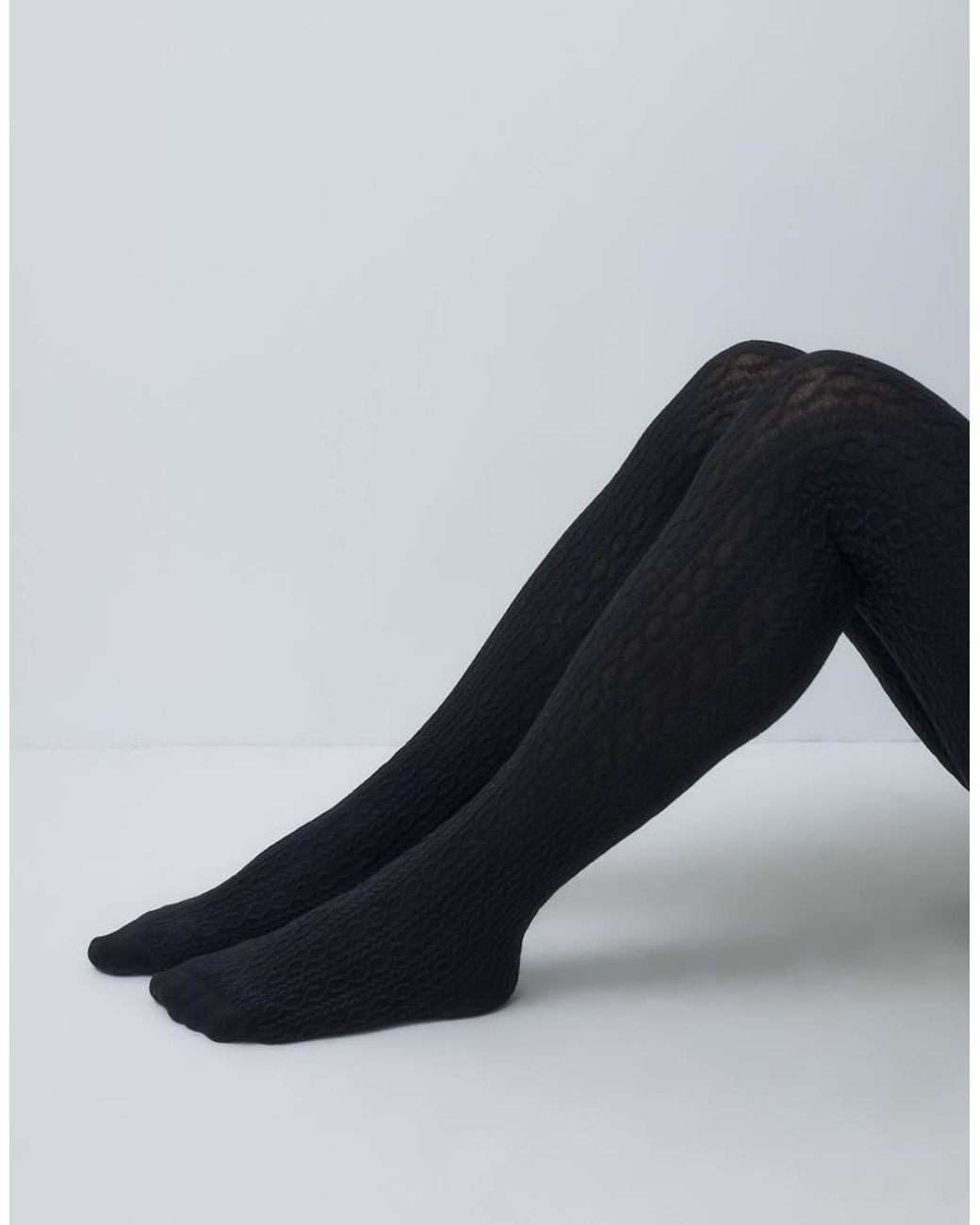 Lindex Black Mini Cable Knit Tights