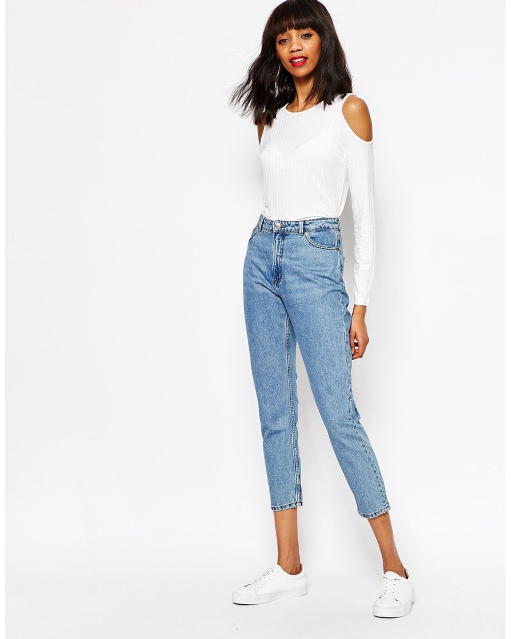 Monki Relaxed High Waist Jeans in Blue | Lyst