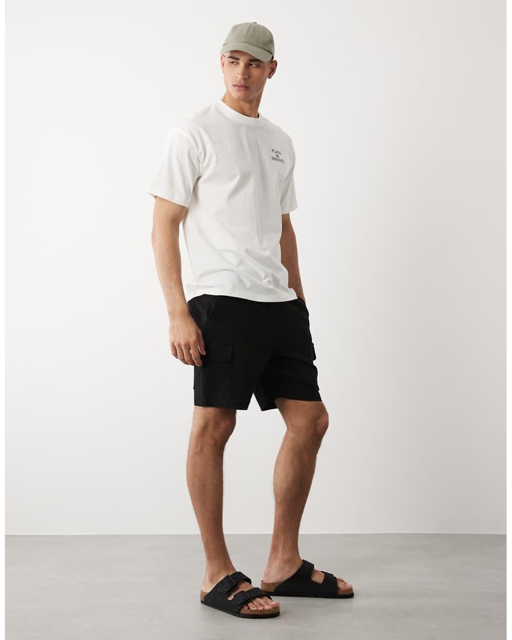 Pantaloncini Cargo Neri di Threadbare in White da Uomo