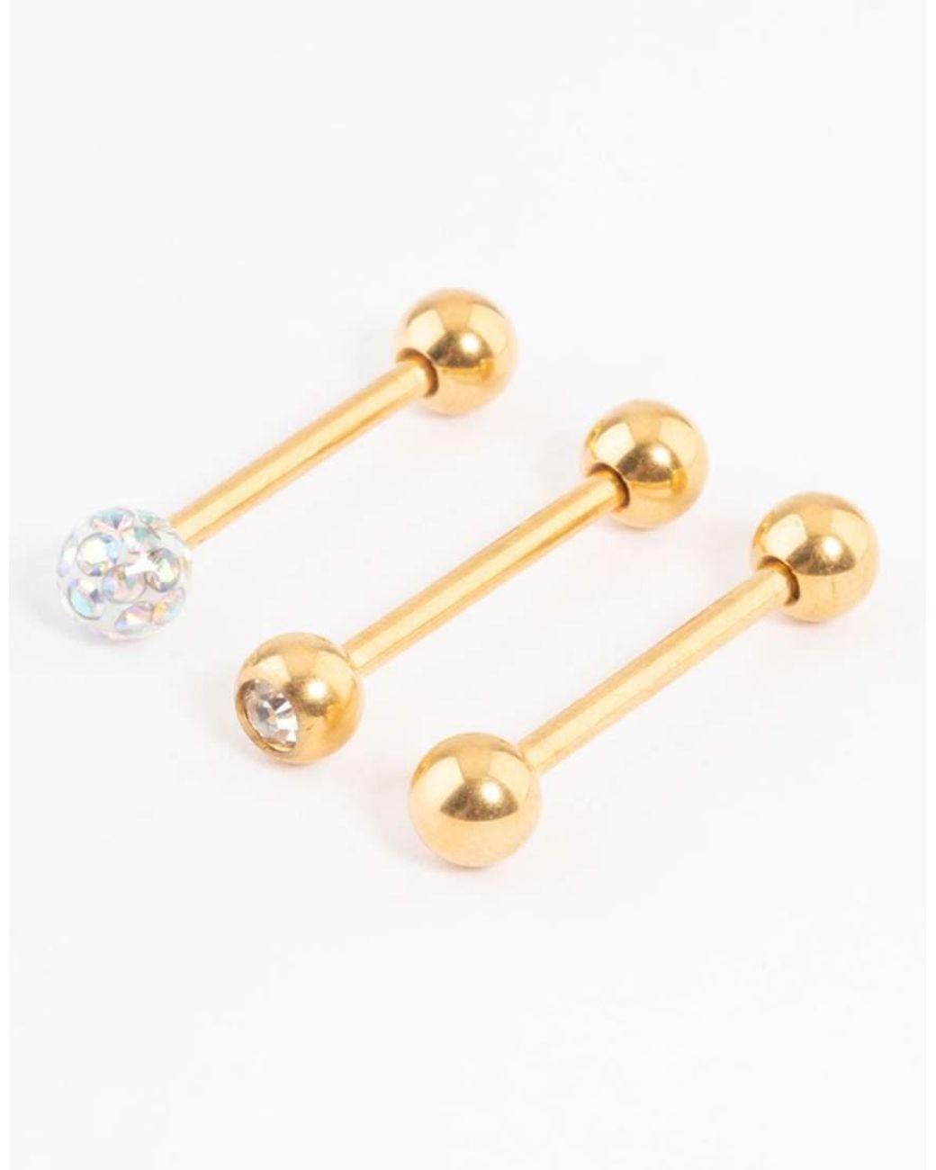 Lovisa Metallic Plated Titanium Pave Ball Tongue Piercing Pack