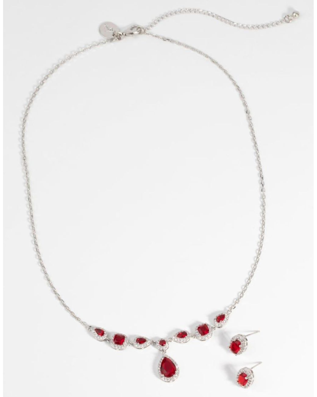 Lovisa Gray Ruby Diamond Simulant Oval Necklace & Earrings Set