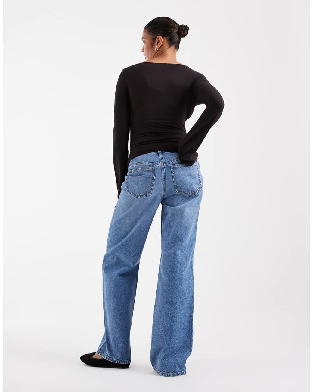 ASOS Blue Asos Design Maternity Straight Wide Leg Jeans
