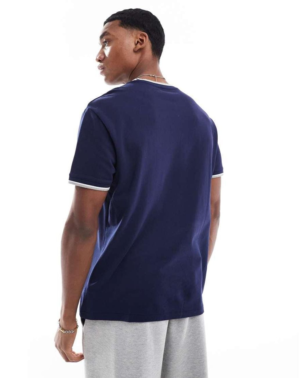 Polo Ralph Lauren Blue Icon Logo Tipped Pique T-shirt Classic Oversized Fit for men