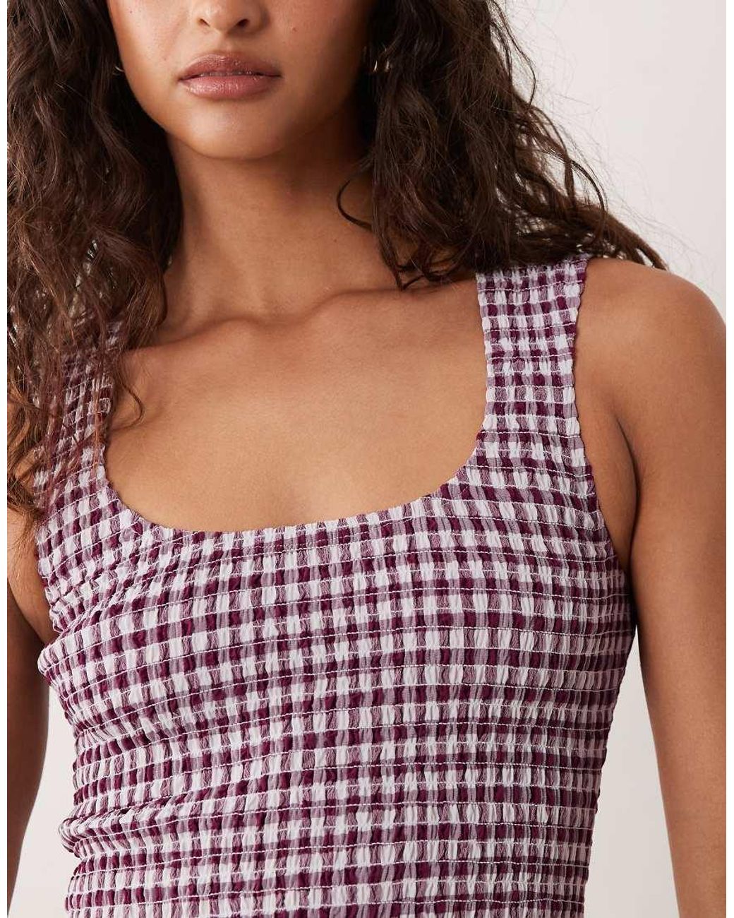 ASOS Purple Crinkle Scoop Neck Maxi Sundress With Shirred Waist
