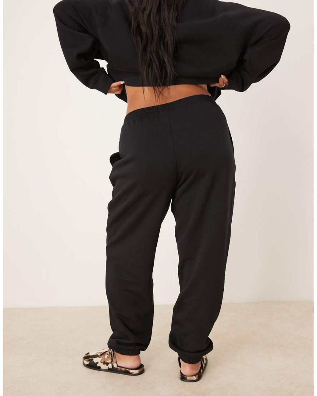 ASOS Black Asos Design Curve Ultimate Cuffed Brushback Trackies