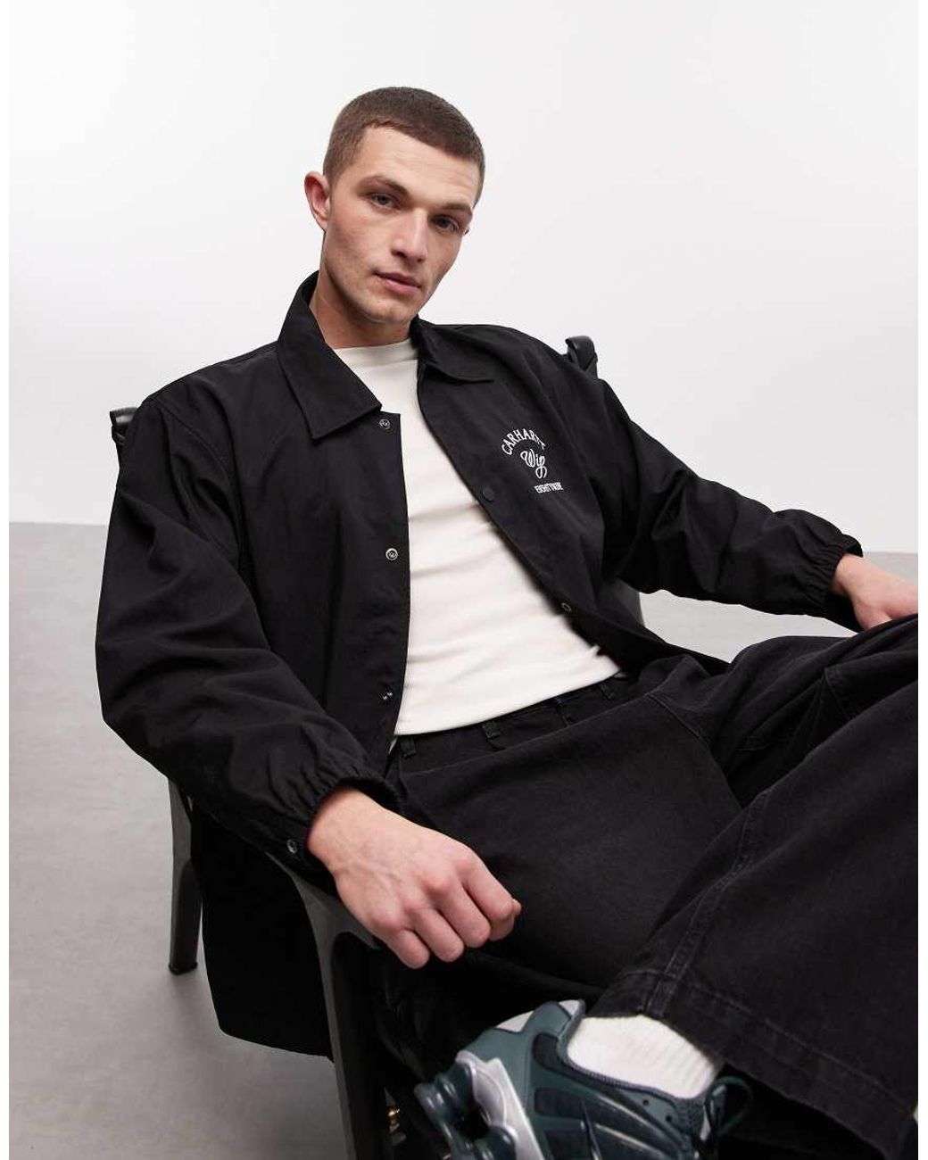 Carhartt Black Eightynine Logo Coach Jacket for men
